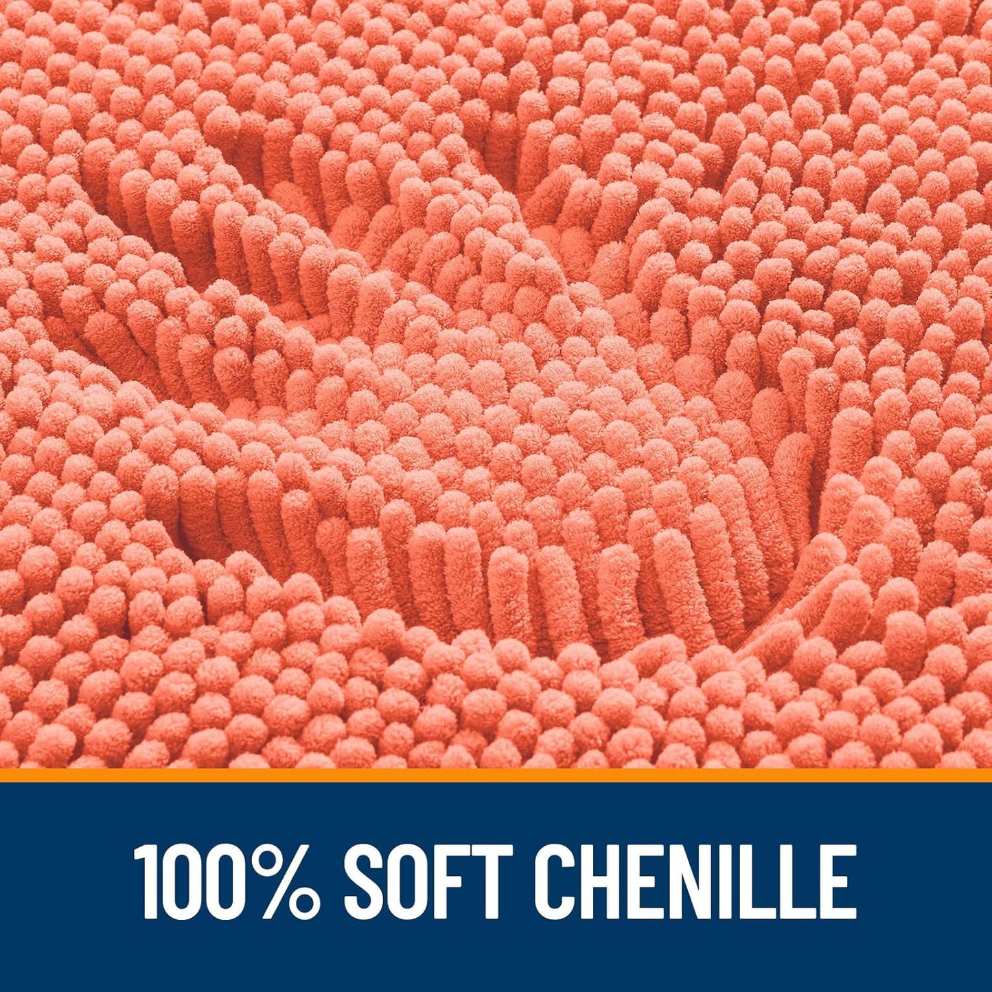 OLANLY Bath Rugs - Extra Soft Chenille, Quick-Dry, Machine Washable | 24x16 Coral Bathroom Mats