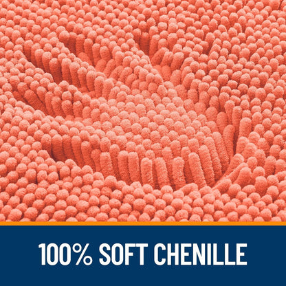 OLANLY Bath Rugs - Extra Soft Chenille, Quick-Dry, Machine Washable | 24x16 Coral Bathroom Mats
