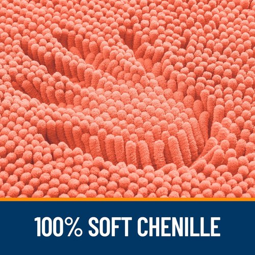 OLANLY Bathroom Rugs 47x17, Extra Soft Absorbent Chenille Bath Rugs, Rubber Backing Quick Dry, Machine Washable Bath Mats for Bathroom Floor, Tub and Shower, Home Decor Accessories, Coral