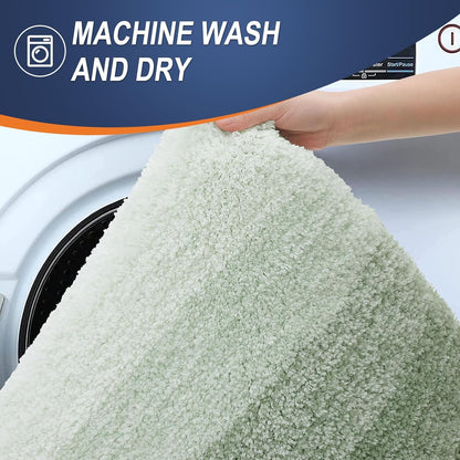 OLANLY Bathroom Rugs - Extra Soft Microfiber Mat 36x24 | Quick Dry & Machine Washable - Sage Green