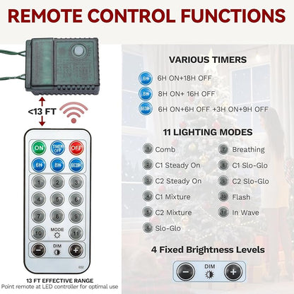 DWVO Black 6ft Prelit Christmas Tree with Remote Control - 11 Lighting Modes