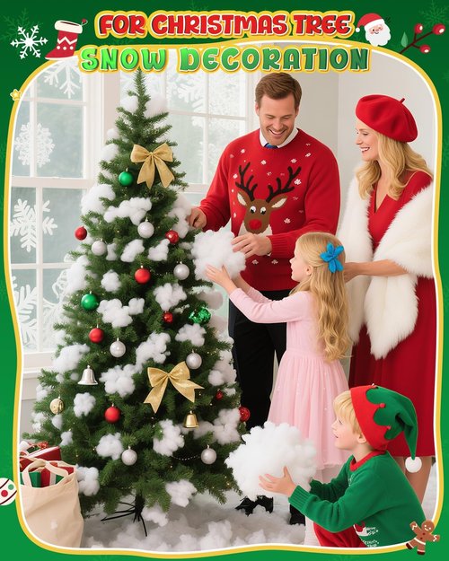 Fluffy Fake Snow | 35.27oz Cotton Artificial Snow for Christmas Decor & Winter Parties