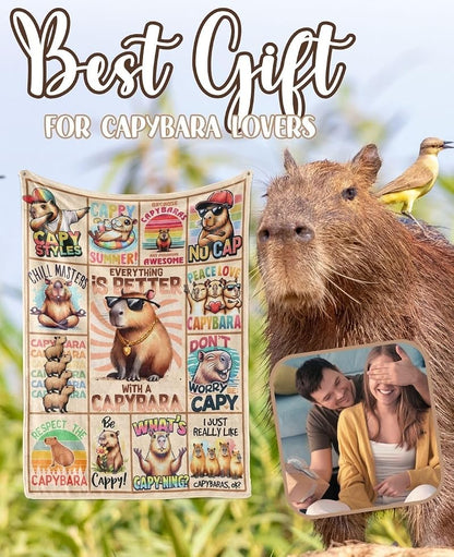 50x65 Capybara Blanket Gift for Capybara Lovers | Cozy 280 GSM Flannel Throw
