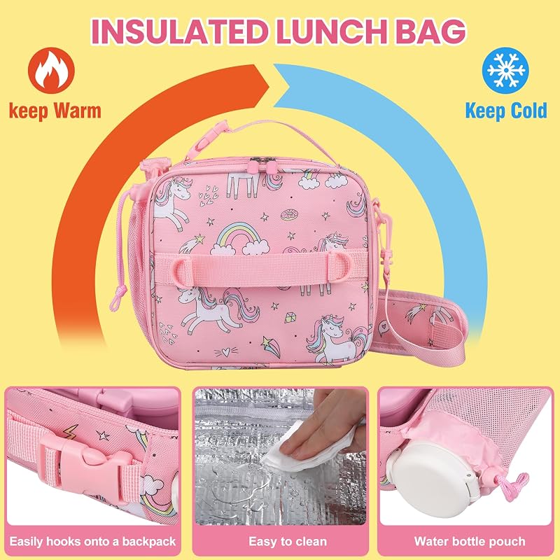 Kids Bento Lunch Box Set with 9oz Soup Thermo - Pink Variation