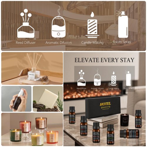 Hotel Collection Luxury Scent for Diffuser Oils Set Inspired by Iconic 5-Star Hotels- Aromatherapy Essential Oils for Diffuser & Home Scenting