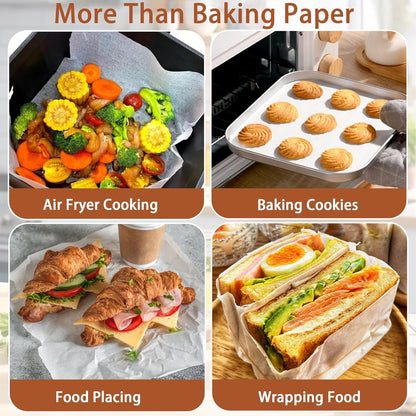Skiennix Parchment Paper Sheets - 200 Pcs 12x12 Inch Non-Stick Baking Liners | Food Grade & Greaseproof