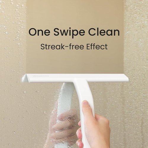 Dancemoon JustHang Shower Squeegee - Award-Winning Silicone Tool for Streak-Free Cleaning | 10-Inch White