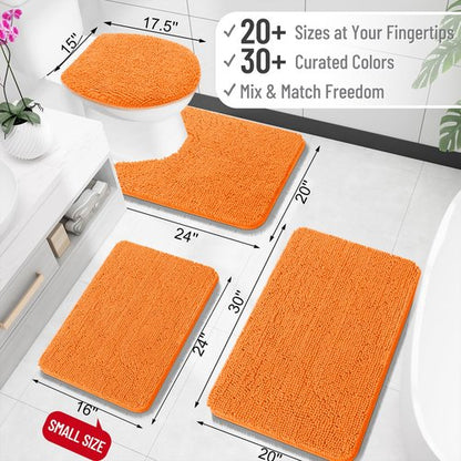 OLANLY Bathroom Rugs 70x46, Extra Soft Absorbent Chenille Bath Rugs, Rubber Backing Quick Dry, Machine Washable Bath Mats for Bathroom Floor, Tub and Shower, Home Decor Accessories, Orange