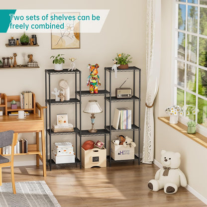 SINGAYE Metal Shelves - Adjustable Wire Shelving Unit for Kitchen, Laundry & Bathroom | 10" D x 16" W x 55" H - Black