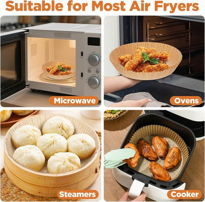 Air Fryer Liners - 400 Pcs Round Disposable Non-Stick Parchment Paper for 5-12 QT Air Fryers