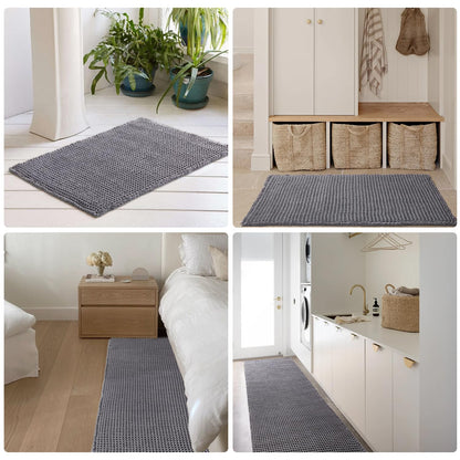 TYUU Waffle Bath Mat, Boho Bathroom Rugs Non Slip Washable Super Absorbent Quick Dry Bath Mat Farmhouse Bathroom Decor, 48"x24" Grey