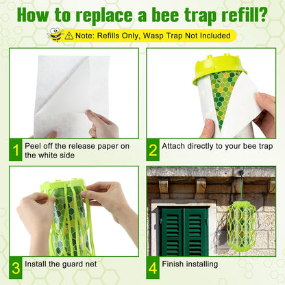 Qualirey Wasp Trap Refills - 20 Pack Super Sticky Replacement Pads for Yellow Jackets | Fits Most Traps, 12 x 8.6 Inch