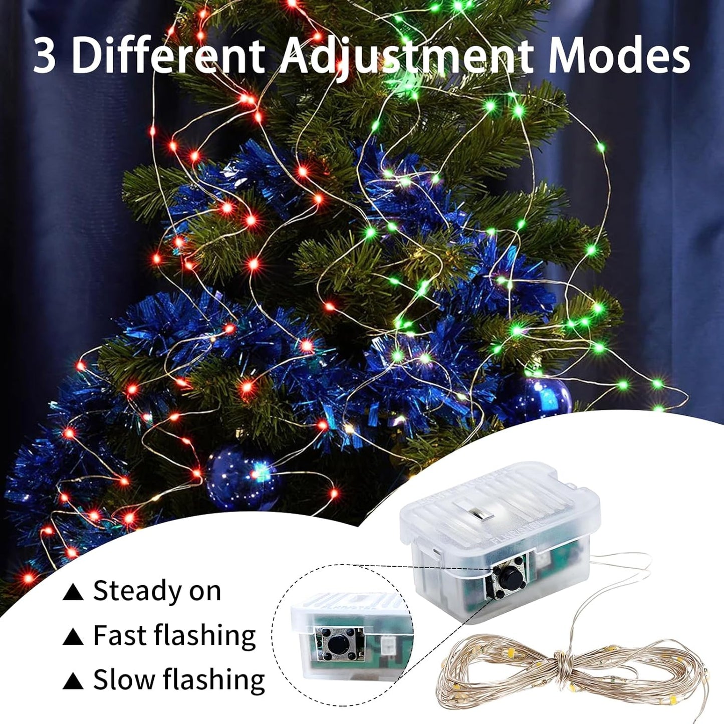 Skiennix 50 Pack Fairy Lights - 7Ft 20 LED Twinkle String Lights | Battery Operated & Waterproof for Parties, Weddings, Christmas & More - Red & Green