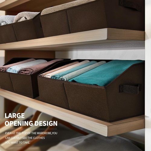 Homsorout Decorative Storage Baskets - Trapezoid Closet Bins with Handles for Home & Office | 3 Pack, Brown