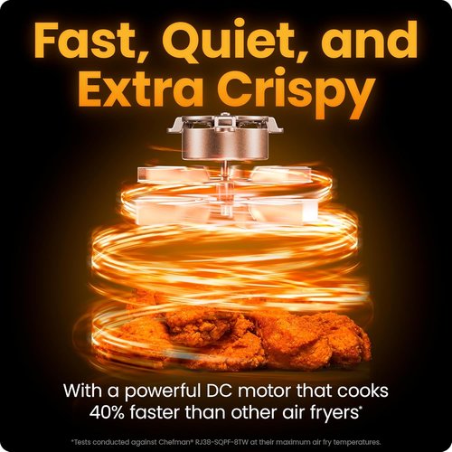 Chefman Air Fryer - TurboFry 7-Qt 6-in-1 High-Powered Cooking for Crispier Results - Black