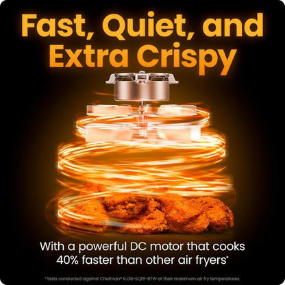 Chefman Air Fryer - TurboFry 7-Qt 6-in-1 High-Powered Cooking for Crispier Results - Black