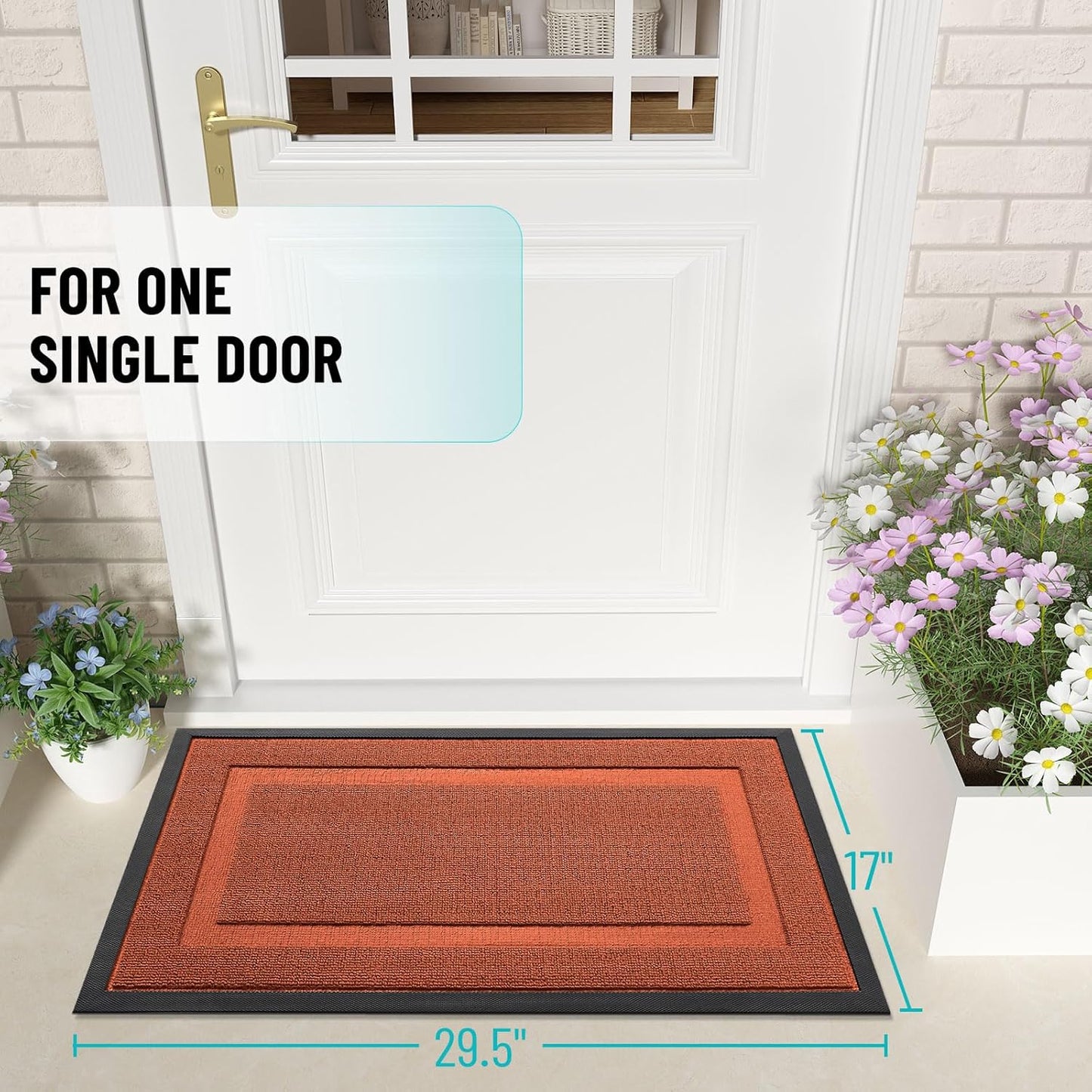 OLANLY Waterproof All-Season Front Door Mat - Sturdy Natural Rubber, Easy Clean | 29.5x17, Vermillion Red
