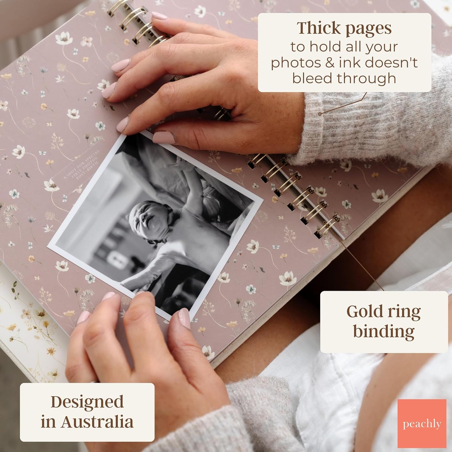 Peachly Pregnancy Journal - Linen Keepsake Book to Capture Milestones | Perfect for New & Experienced Moms