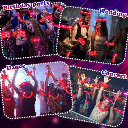 Regine Switzerland Glow Sticks - 12-24 PCS Red Graduation Light Up Bracelets & Necklaces | Perfect Party Favors for Kids
