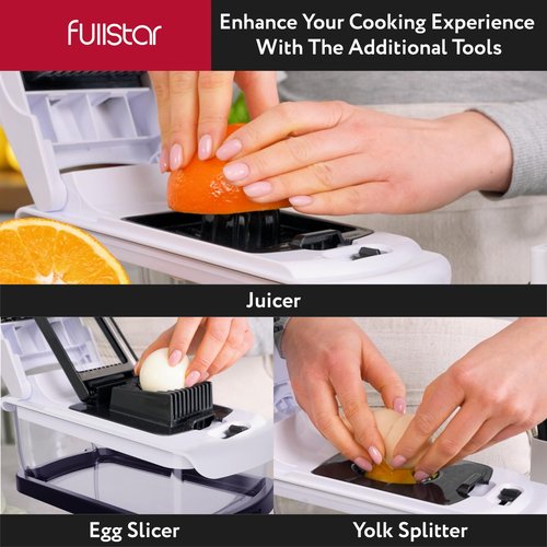Fullstar Vegetable Chopper & Mandoline Slicer for Kitchen - Food Chopper with Container, Cheese Grater, Home Essentials & Kitchen Gadgets (XL - 9 in 1)