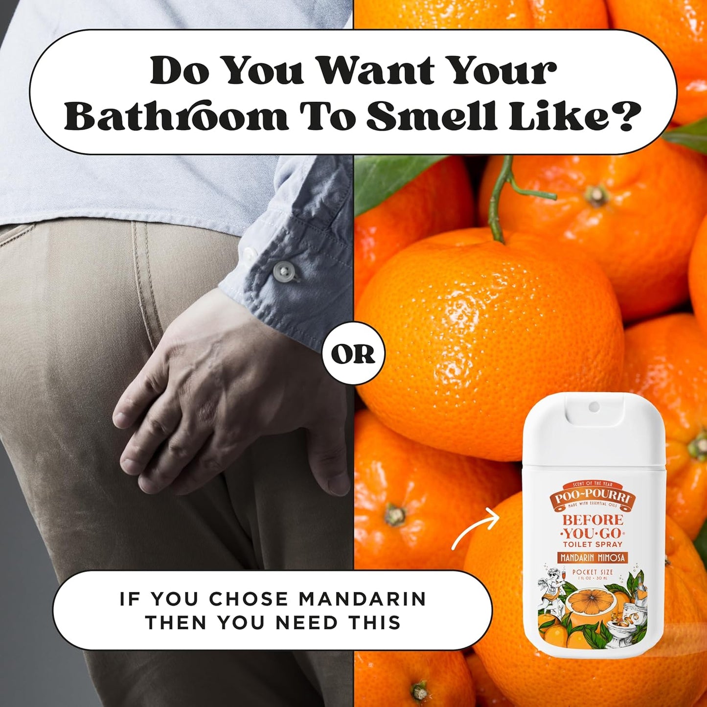 Poo-Pourri Pocket Toilet Spray - Mandarin Mimosa Travel Deodorizer | 1 Fl Oz, TSA Approved, Up to 50 Uses