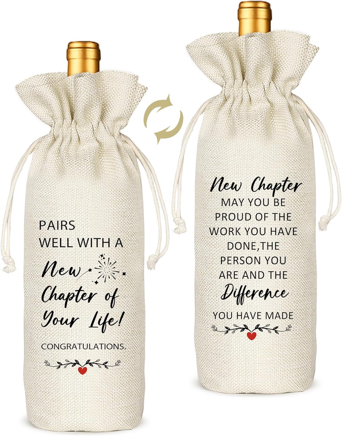 TBITON New Job Gifts, Farewell Gifts for Coworkers,New Beginning Gifts, Wine Gift Bags Going Away Gift for Friends Coworker Boss, Pairs Well With A New Chapter of Your Life (Beige-NEW JOB01)