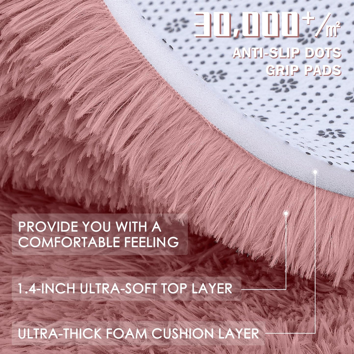 OLANLY 2x5 Machine Washable Runner Rugs for Hallway, Soft Fluffy Shaggy Bedside Rugs for Bedroom, Living Room, Indoor Floor Carpet for Kids Girls Boys, Nursery Rooms, Home Decor Aesthetic, Pale Pink