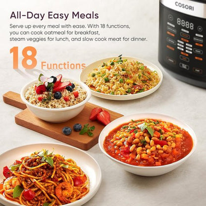 COSORI Rice Cooker - 10 Cup Capacity with 24-Hour Keep Warm Feature | Non-Stick Ceramic Pot & 18 Functions