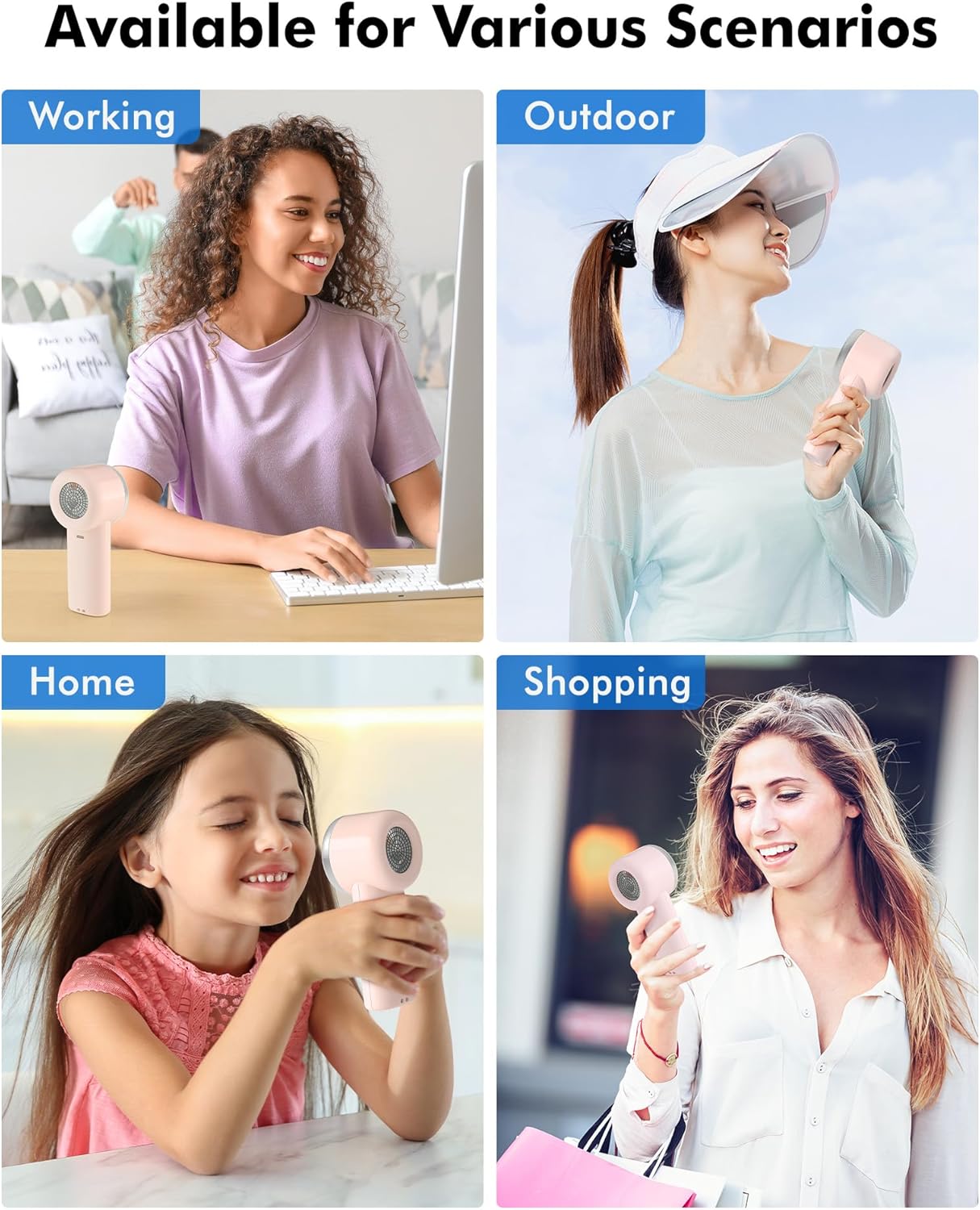 WHATOOK Portable Handheld Mini Fan - High-Speed Cooling with 10-Hour Battery Life | USB Rechargeable, Pink