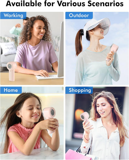 WHATOOK Portable Handheld Mini Fan - High-Speed Cooling with 10-Hour Battery Life | USB Rechargeable, Pink