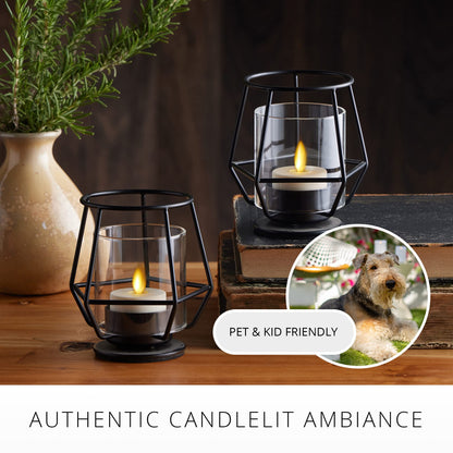 Luminara Flameless LED Tea Light Candle, 1.4" x 2", Pack of 2, Pearl Ivory, Real Flame, Battery Operated w/Remote Timer Function, Paraffin Wax