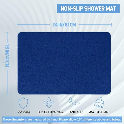 Hargiis Non-Slip Bathtub Mat, 2 Pack Anti Slip Shower Mat, Fast Drying Bathtub Mats, Foot Scrubber Mat, Anti Slip Mat for Tub, Floor, Bathroom, Kitchen, Home, Hotel (Navy Blue 24"×16"+24"×16")
