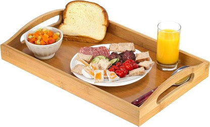 Home It Bamboo Tray with Large Handles - Versatile Ottoman Tray for Coffee, Tea, Breakfast, and More