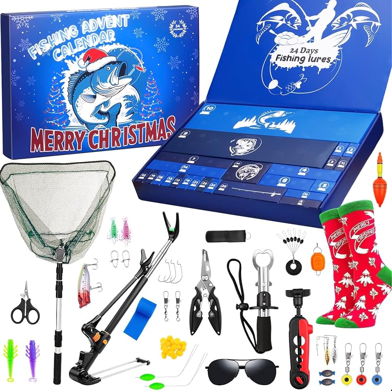 Fishing Advent Calendar 2025 - 24 Day Gift Kit for Fishing Lovers