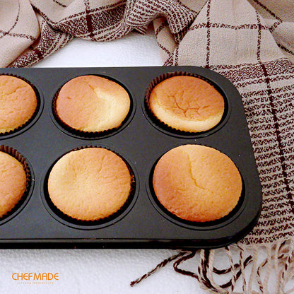 CHEFMADE Muffin Cake Pan, Nonstick 6 Cavity Cupcake Pan for Baking, Set of 2