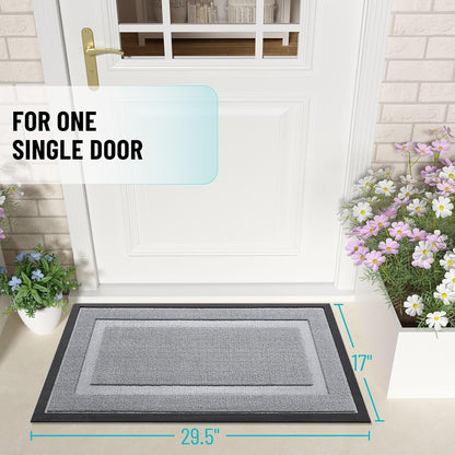 OLANLY Waterproof Front Door Mat - All-Season Indoor/Outdoor Doormat, Easy Clean, 47x17, Silver Gray