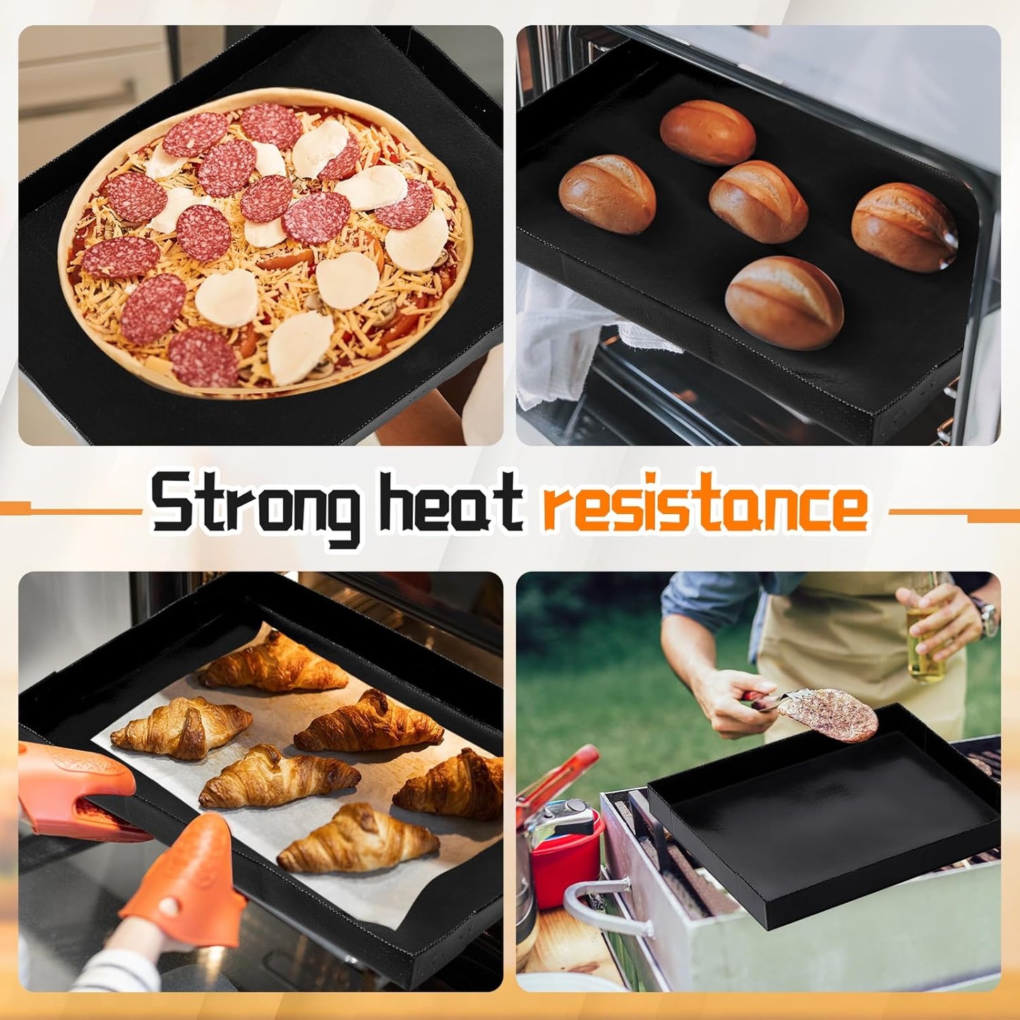 Teenyyou Non-Stick Oven Basket Set - 14.5'' x 13.5'' PTFE Cooking Trays for Chips, Chicken Wings & More