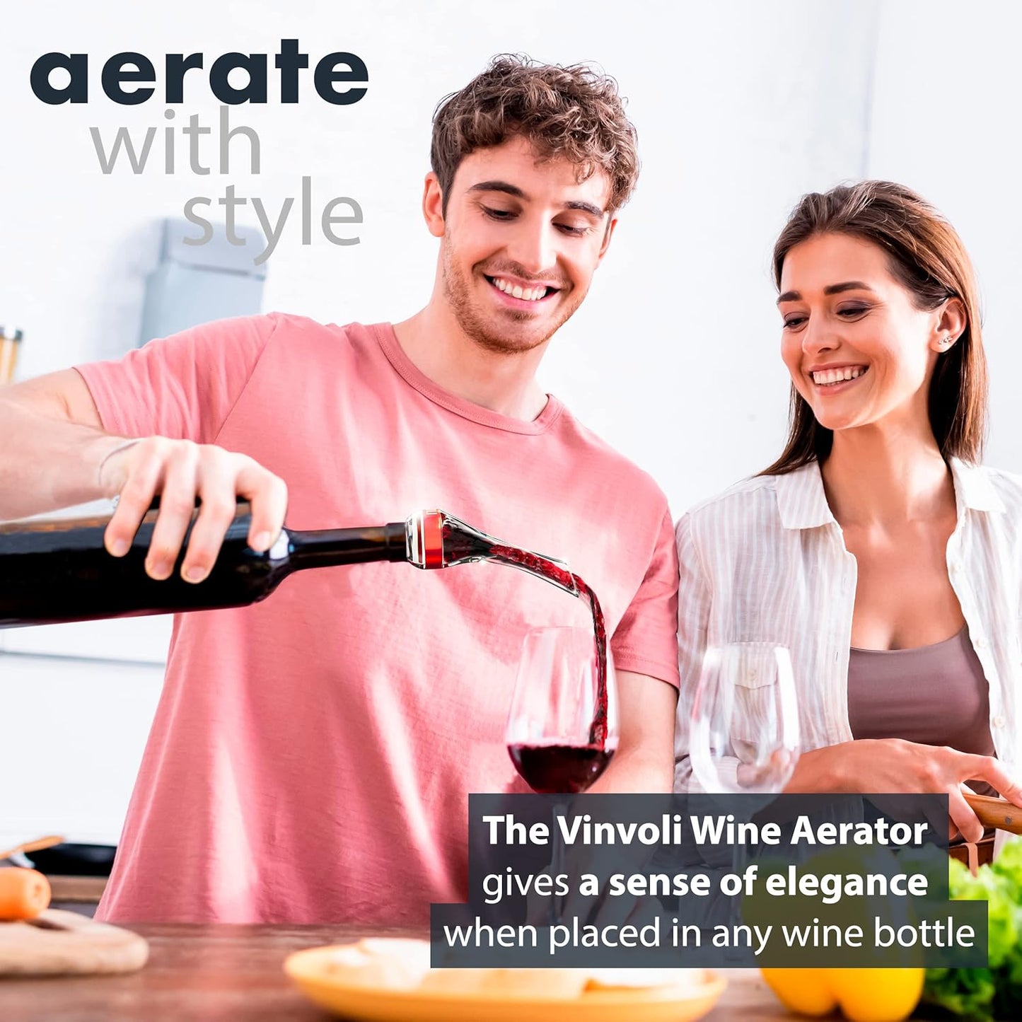VINVOLI Wine Aerator - Deluxe 2026 Wine Air Aerator - Wine Aerators Pourer - Red Wine Decanter with Aerator - Wine Aerator Pourer Spout - Professional Quality for Wine Lovers and Sommeliers