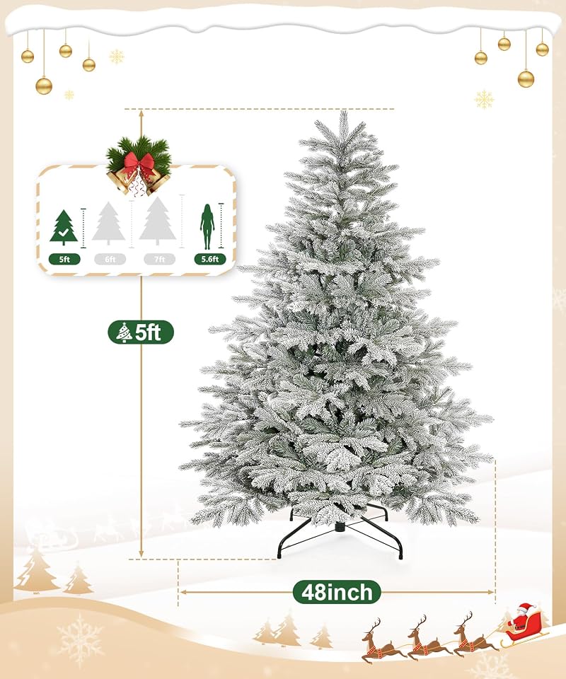 5ft Unlit Snow-Flocked Artificial Christmas Tree - Decoway