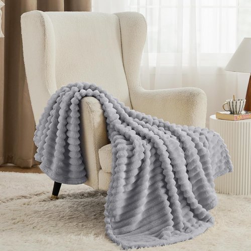Bedsure GentleSoft Twin Blanket - Cozy Light Grey Fleece Throw for Women & Girls, 60x80 Inches
