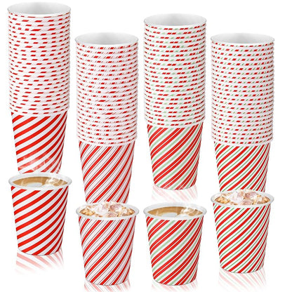 Hushee 100 Pcs Christmas Paper Cups 9 oz Candy Cane Stripes - Variation of THIS listing: 100