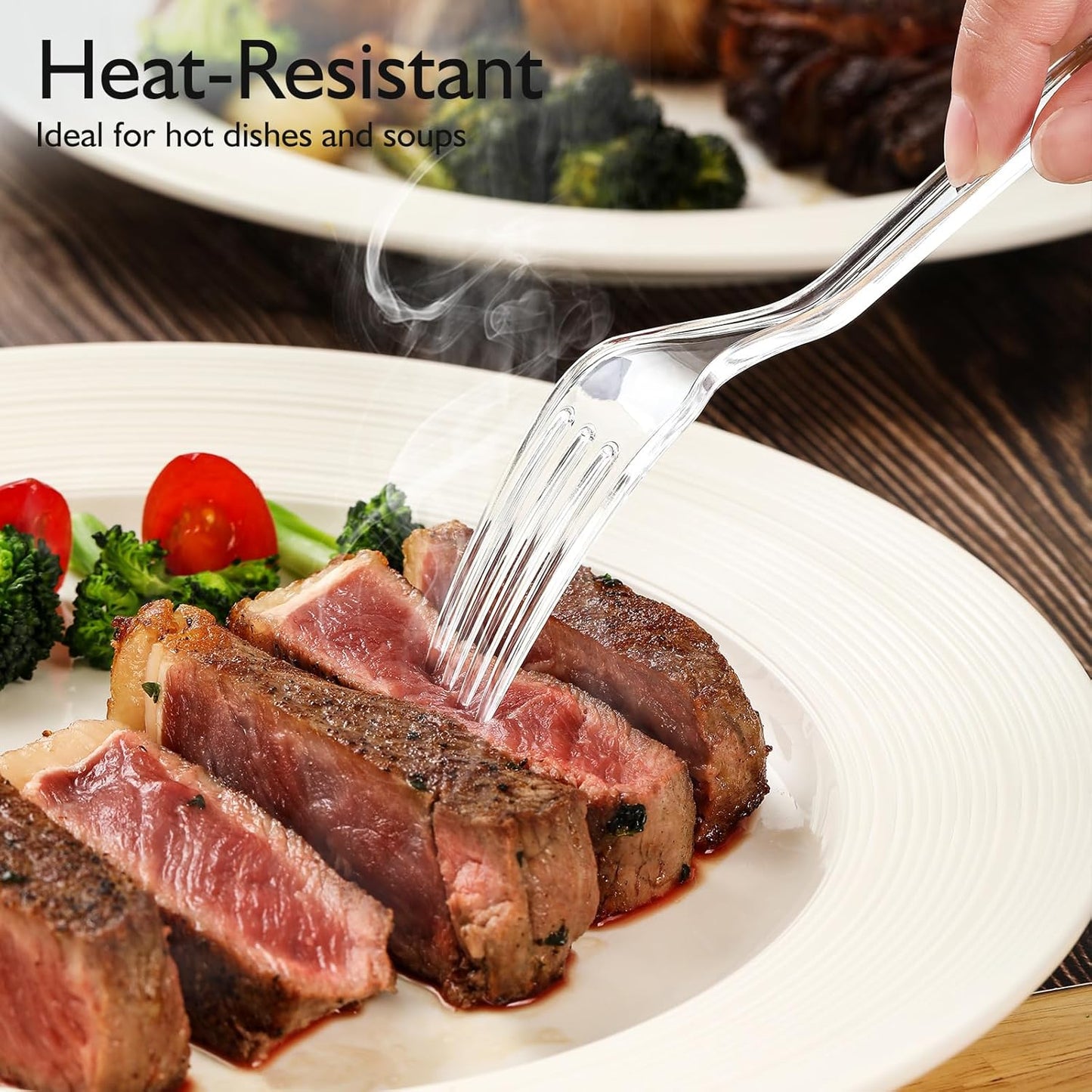 Regine Switzerland Clear Heavy Duty Plastic Forks - Elegant Disposable Cutlery Set | 300 Count