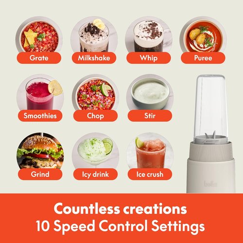 Bella Portable Rocket Blender - 6 Pcs Juicer & Smoothie Maker | BPA-Free, 240W Motor, 4 Tip Blade