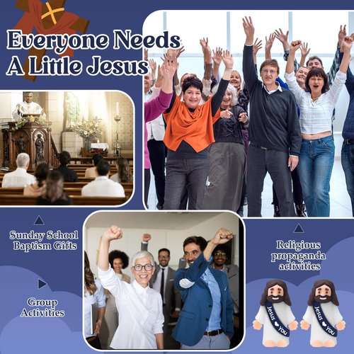 Bememo 25 Pcs Little Jesus Figures, Mini Jesus Loves You Figures, Original Design Multicolor Tiny Easter Figurines to Hide and Seek Religious Gifts for Easter Egg Stuffers(Navy Blue)