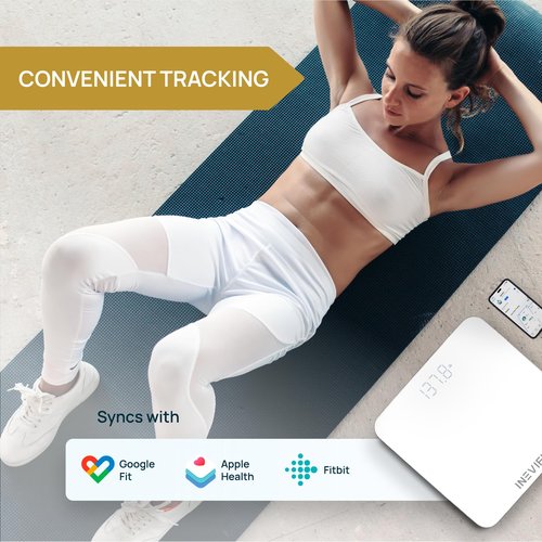 INEVIFIT Smart Bathroom Scale, Highly Accurate Bluetooth Digital Bathroom Body Weight Scale, Precisely Measures Weight & BMI for Unlimited Users