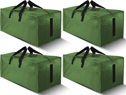 HOMESURE Large Water-Resistant Moving Bags - Heavy Duty Storage Totes with Zippers & Handles | 4 Pack, Olive Green