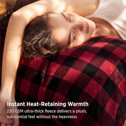 Bedsure Buffalo Plaid Fleece Sheets - Queen, 220 GSM, Anti-Static, 16" Deep Pocket