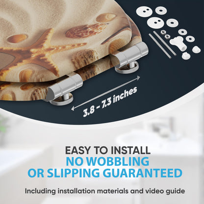 Sanilo Soft Close Toilet Seat ROUND, Quiet and Slow Close Lid and Seat, Strong Bumpers and Hinges, Sanibel