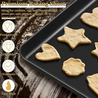 E-far Nonstick Toaster Oven Tray - 10.5x8 Inch Baking Sheet Pan for Cookies & Bacon | Easy Clean, Heat Resistant