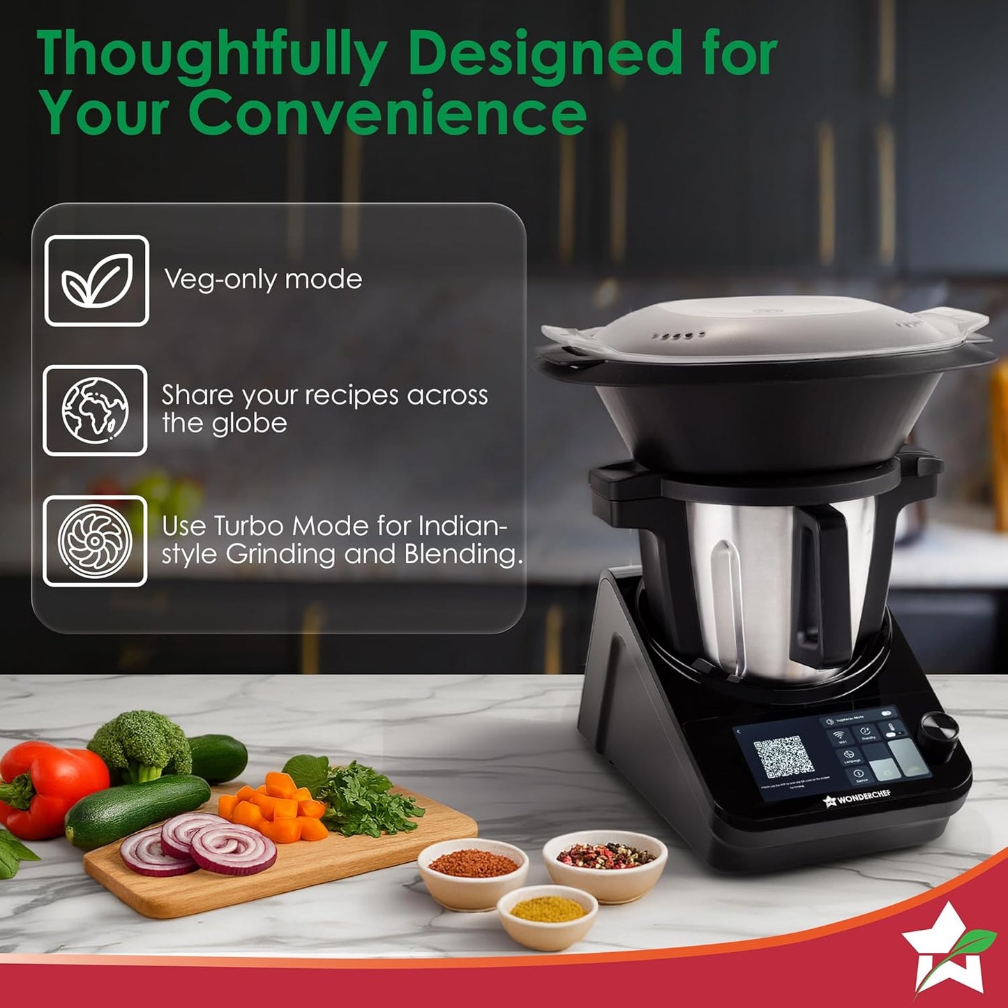 Wonderchef Chef Magic - All-in-One Kitchen Robot for Indian & International Cuisine | Automatic Chopping, Sautéing, Stirring, Kneading | Mobile App & Recipes by Chef Sanjeev Kapoor | 2-Year Warranty